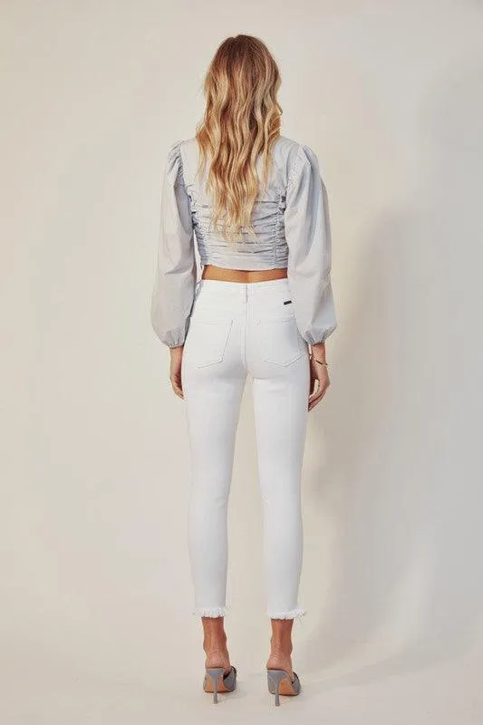 High Rise Ankle Skinny White Jeans