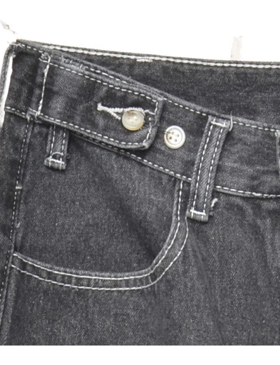 High Waist Black Tapered Jeans - W26 L27