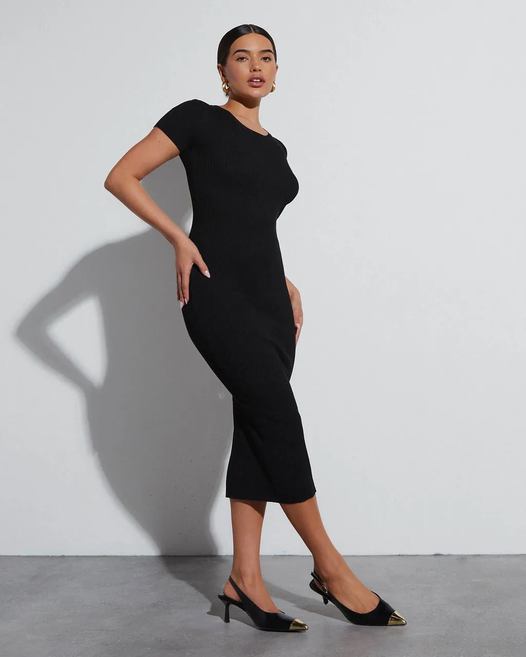 Hollie Crew Neck Bodycon Midi Dress