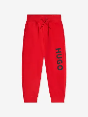 Hugo Boys Logo Print Joggers in Red