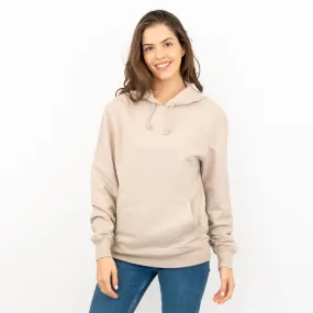 J. Crew Women Beige Hoodie Pockets Drawstring Hood Long Sleeve Top