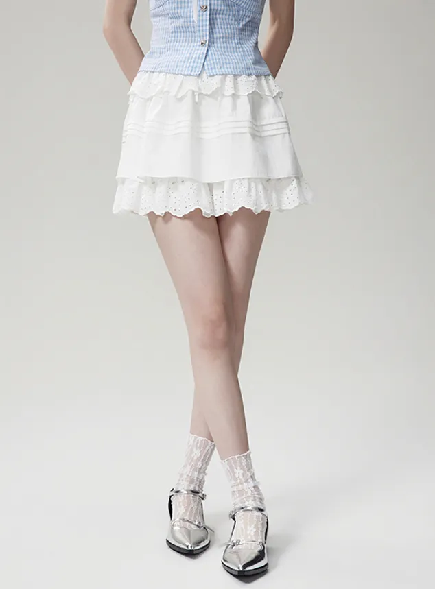 Lace Layered A-Line Mini Skirt NTO0081