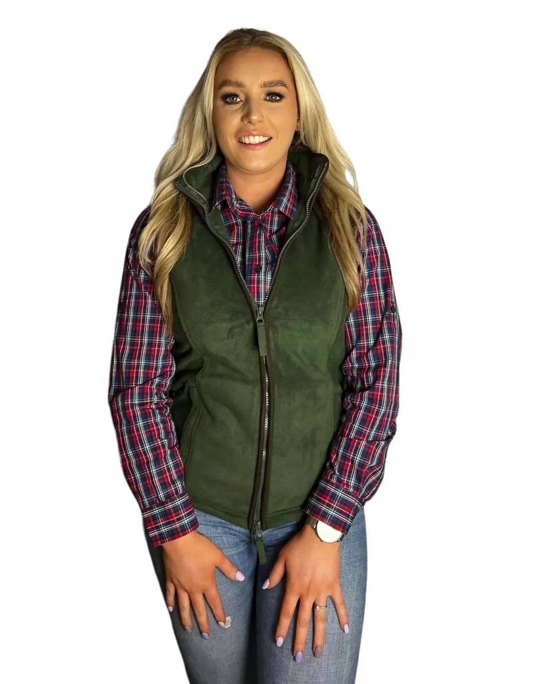 LADIES FLEECE GILETS MOSS GREEN