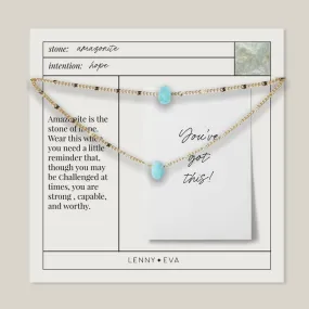 Layered Necklace, Amazonite – 15-17in., Gold