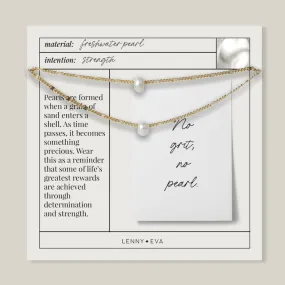 Layered Necklace, Pearl 15-17in. Gold