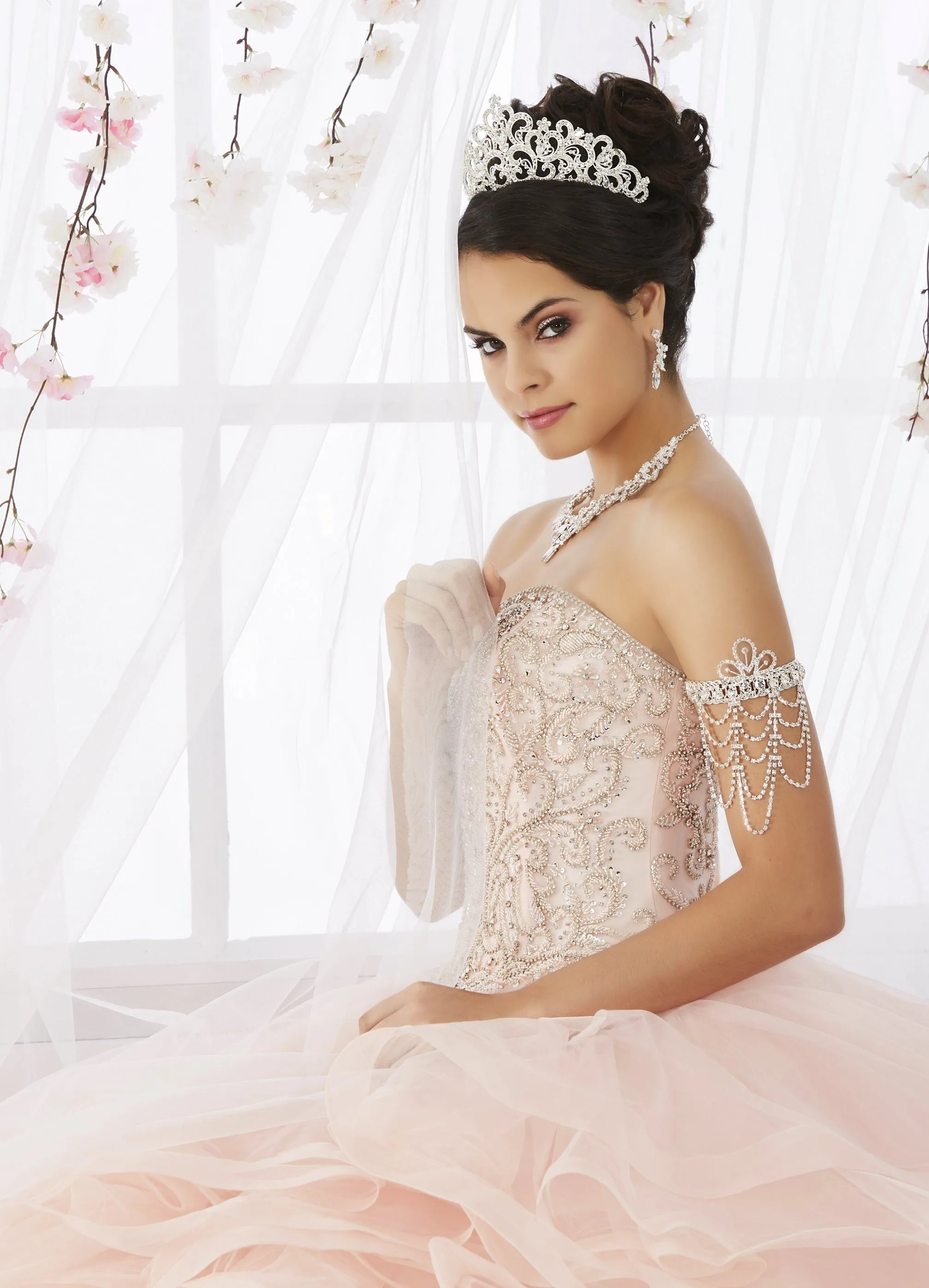 Layered Strapless Tulle Quinceanera Dress by House of Wu 26911