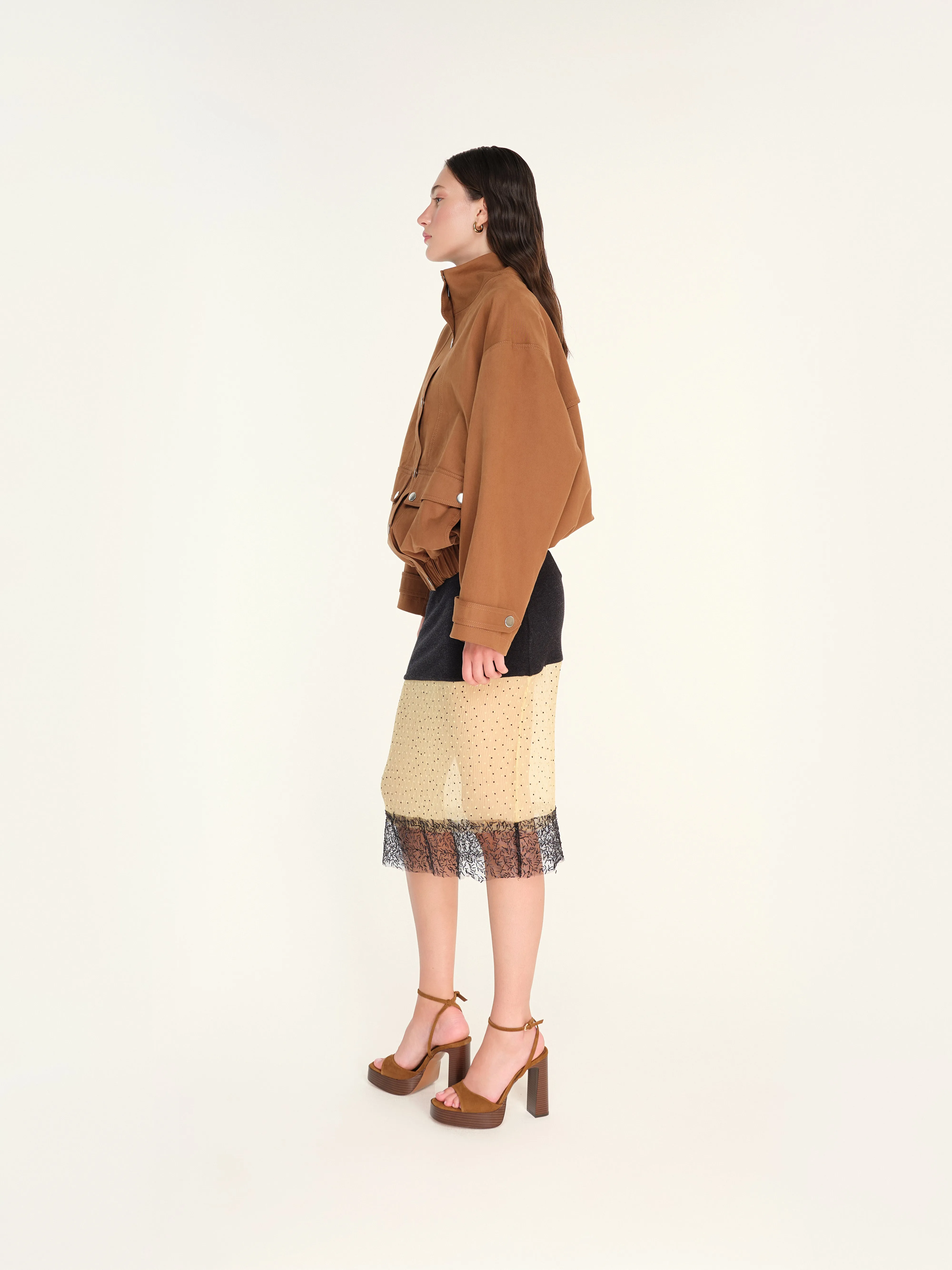 LERSA - Layered midi skirt with beading at hem