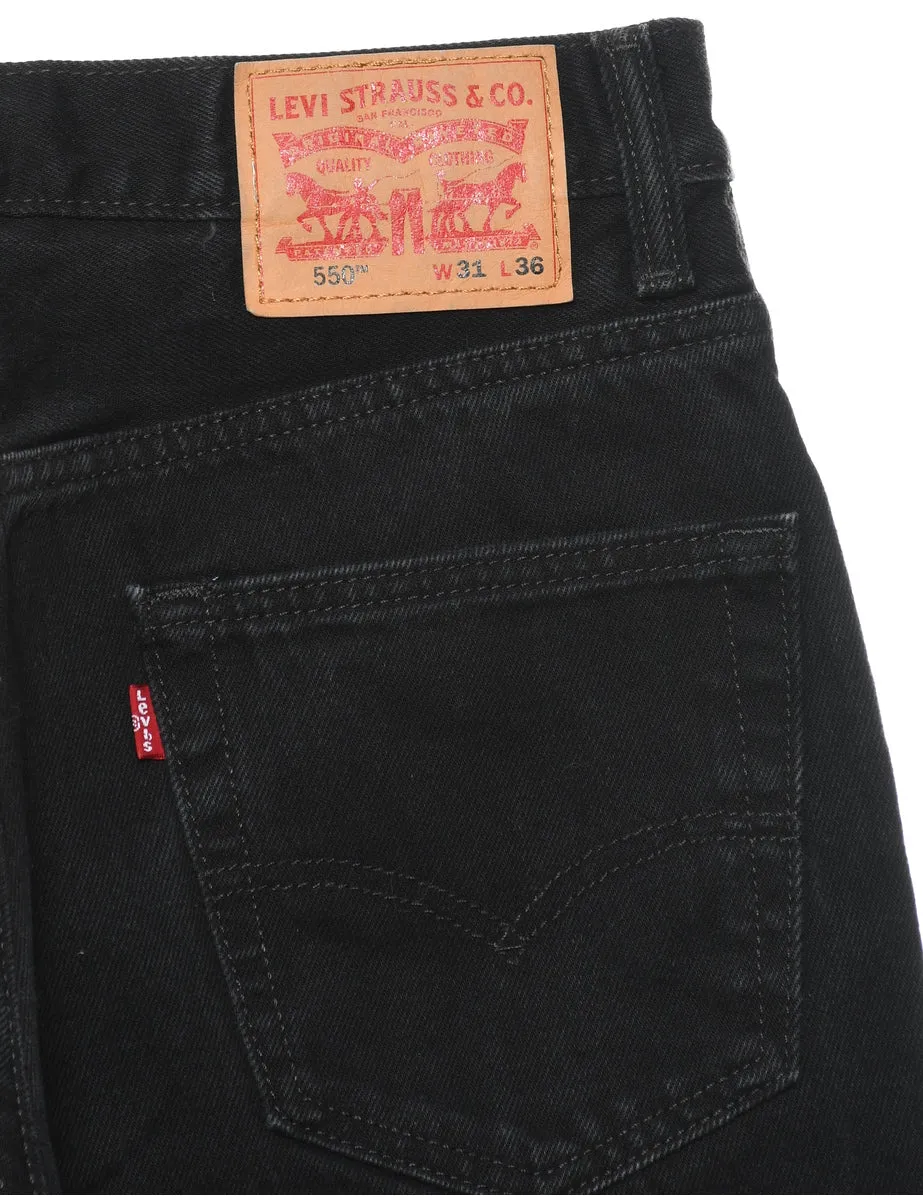 Levis 550 Black Straight-Fit Jeans - W31 L36