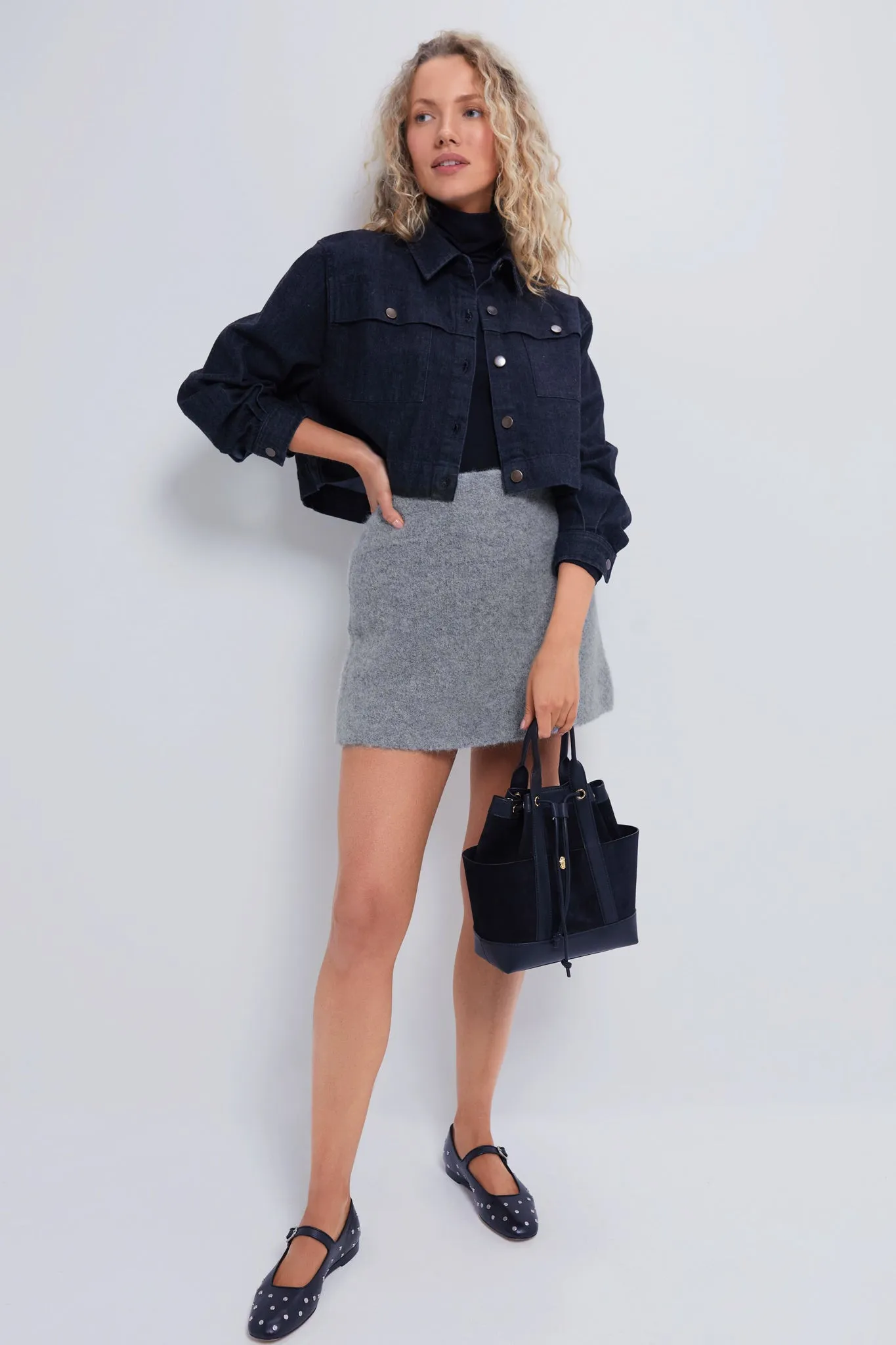 Light Grey Marle Penn Boucle Mini Skirt