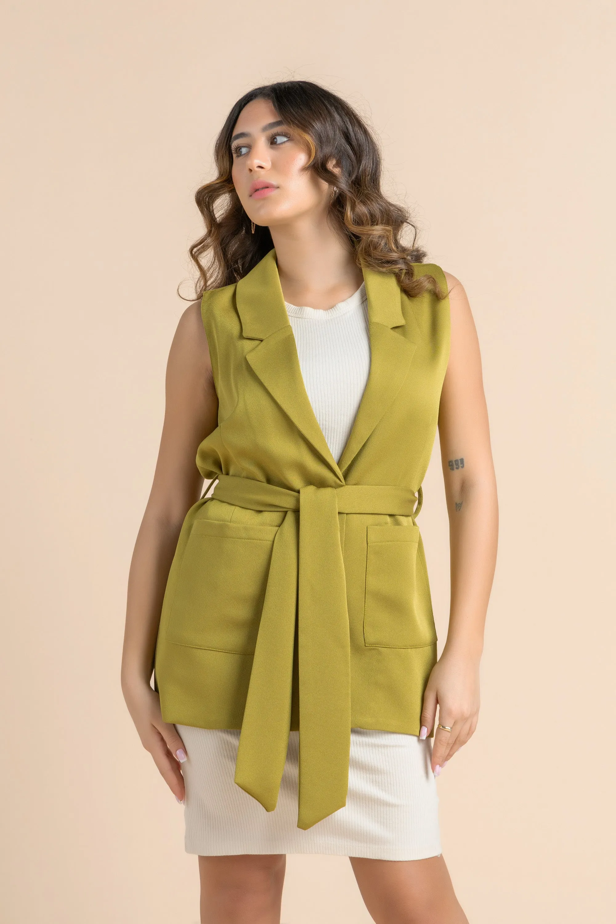 Lime Graceful Crepe Essence Vest