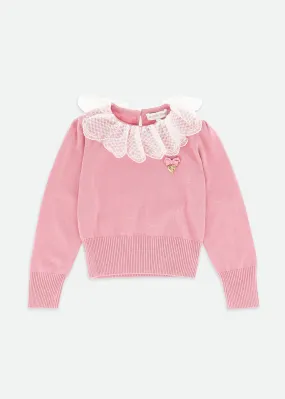 Meg Lace Collar Jumper Tea Rose