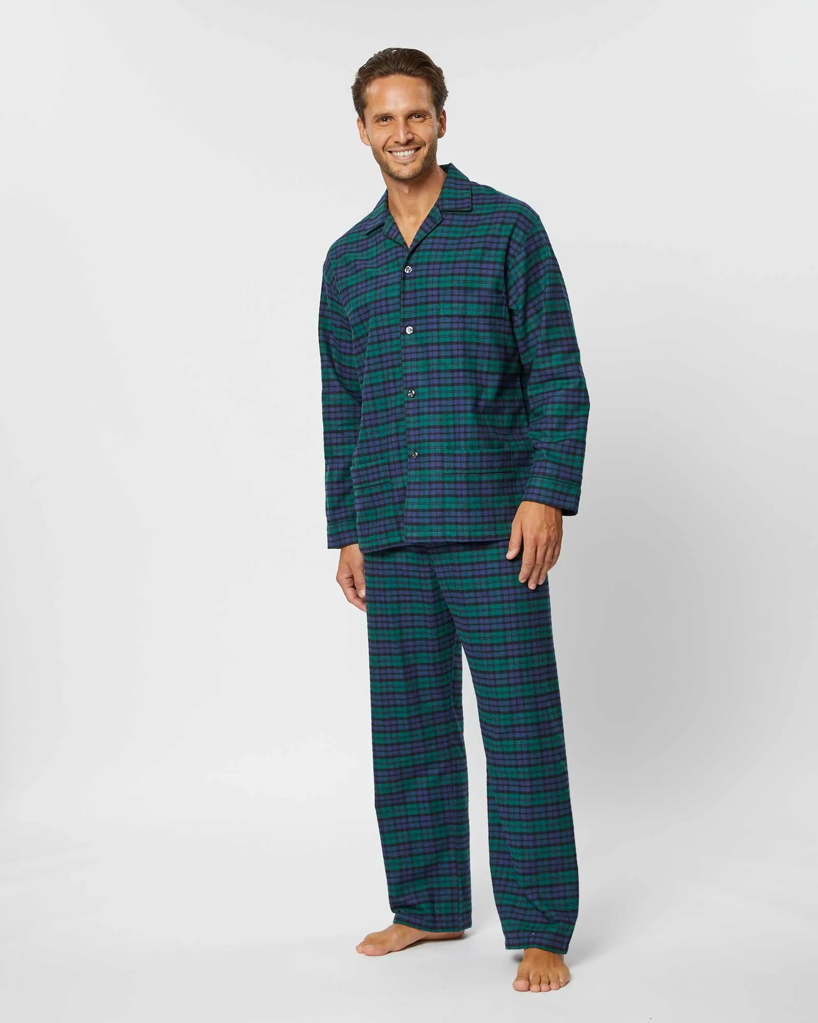 Men's Brushed Cotton Pyjamas - Litton Blackwatch Tartan