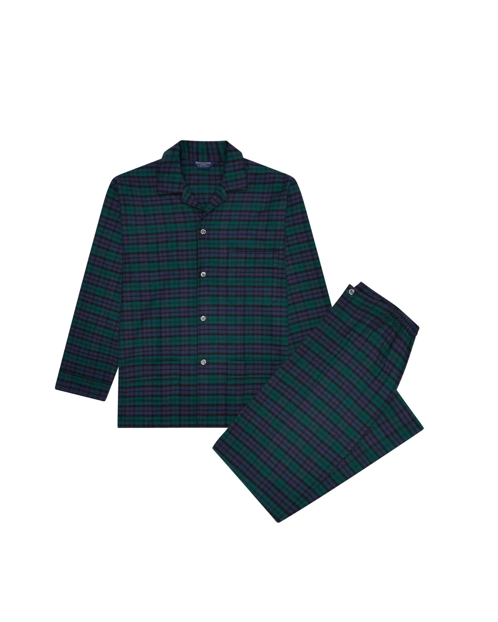 Men's Brushed Cotton Pyjamas - Litton Blackwatch Tartan