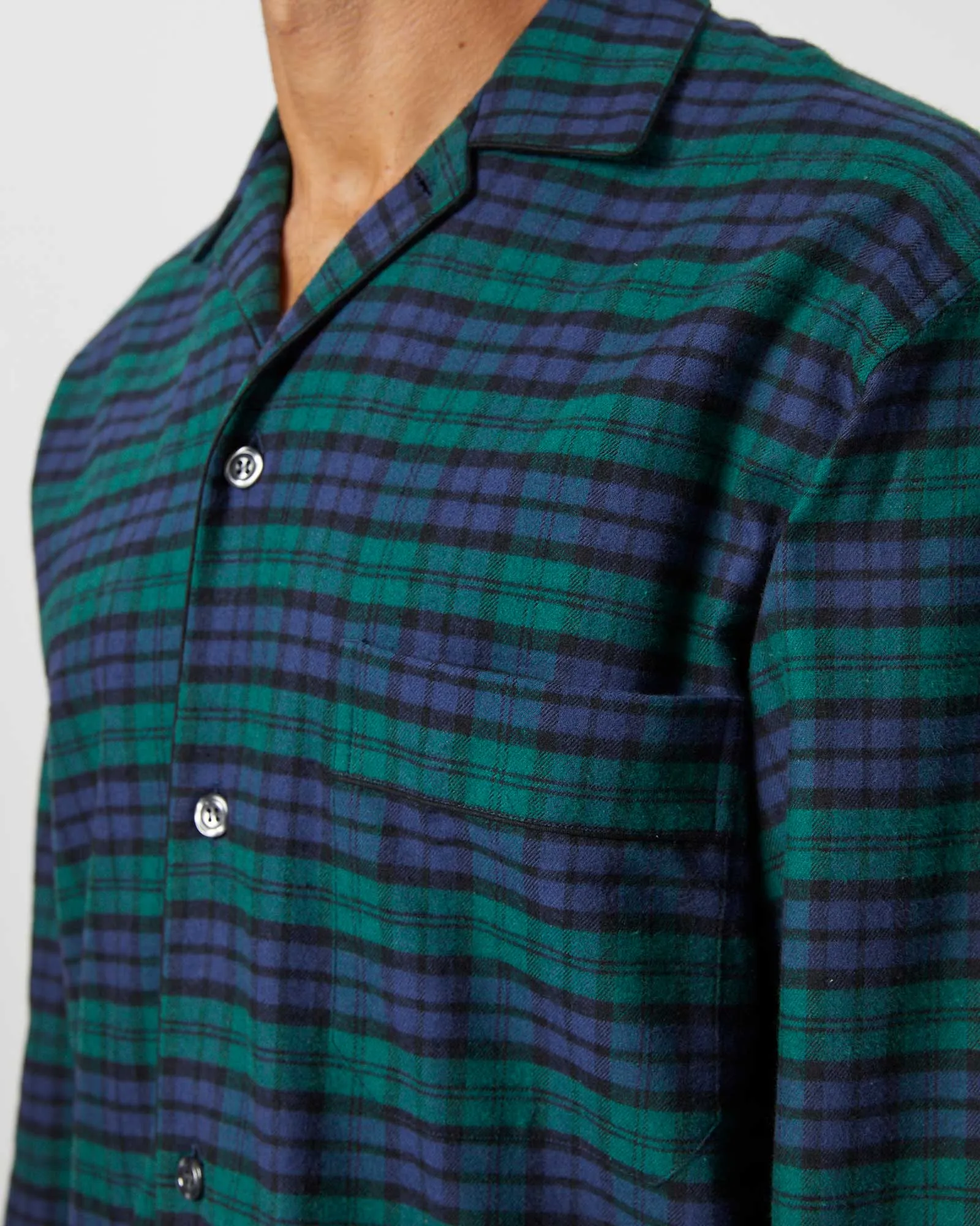 Men's Brushed Cotton Pyjamas - Litton Blackwatch Tartan