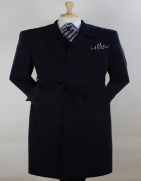 Mens Full Length Length Top Coat - Navy