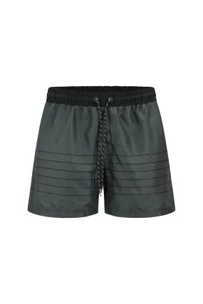 Men's Nylon Striped Summer Swim Shorts (Black)