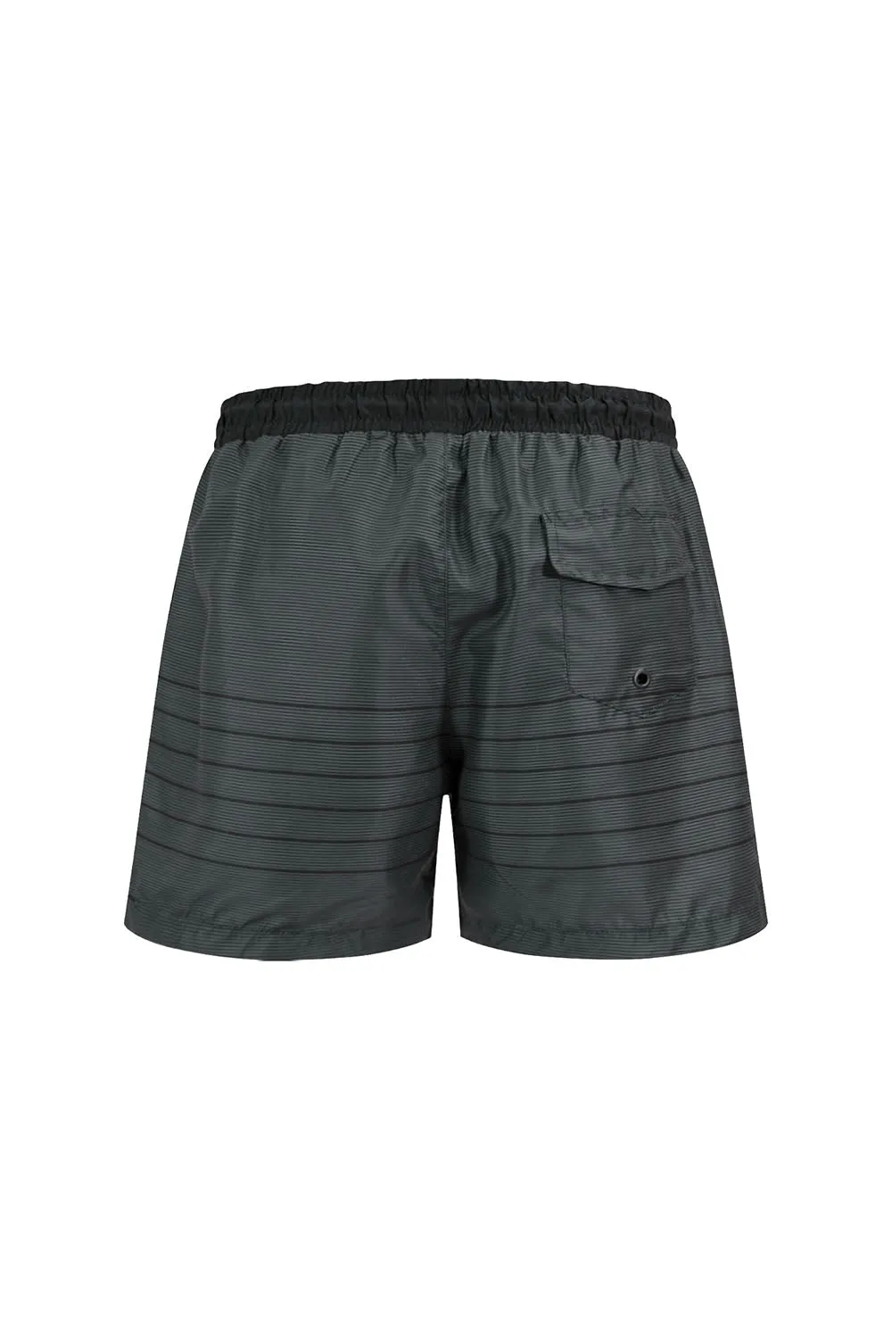 Men's Nylon Striped Summer Swim Shorts (Black)