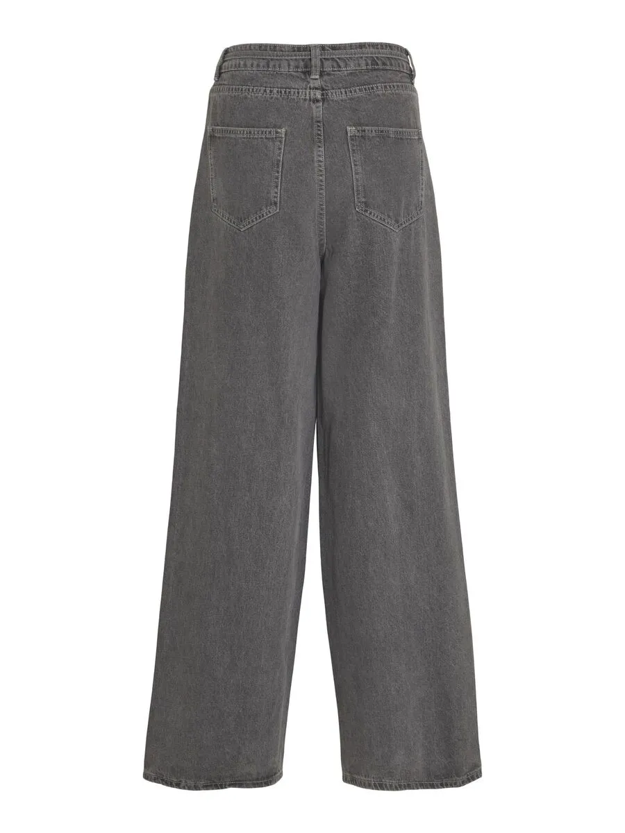 Mindy High Waisted Tie Band Jeans (Grey Denim)