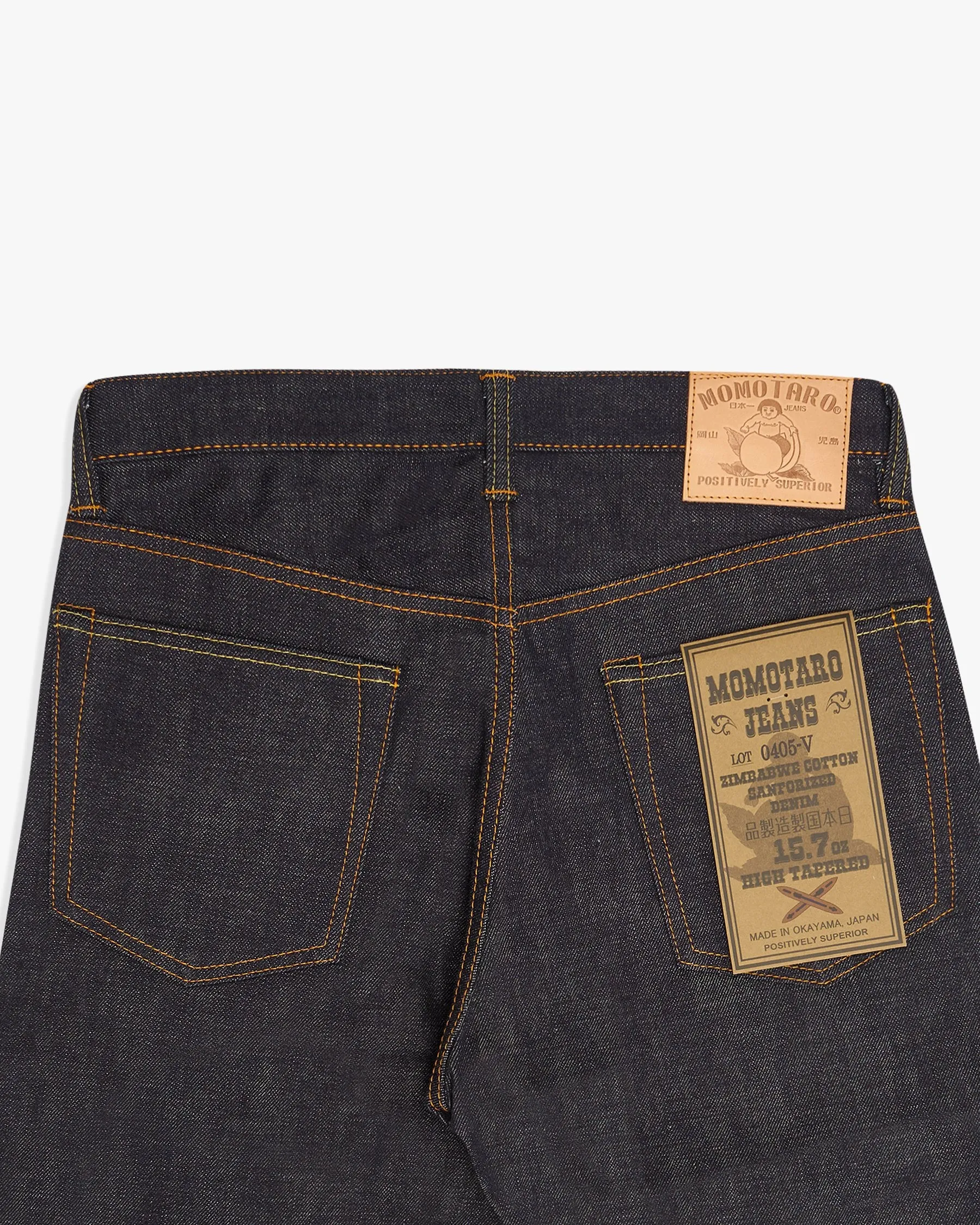 Momotaro 0405-V High Tapered Mens Jeans - 15.7oz Zimbabwe Cotton Selvedge Denim / Indigo