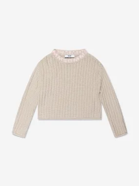 MSGM Girls Knitted Jumper in Beige