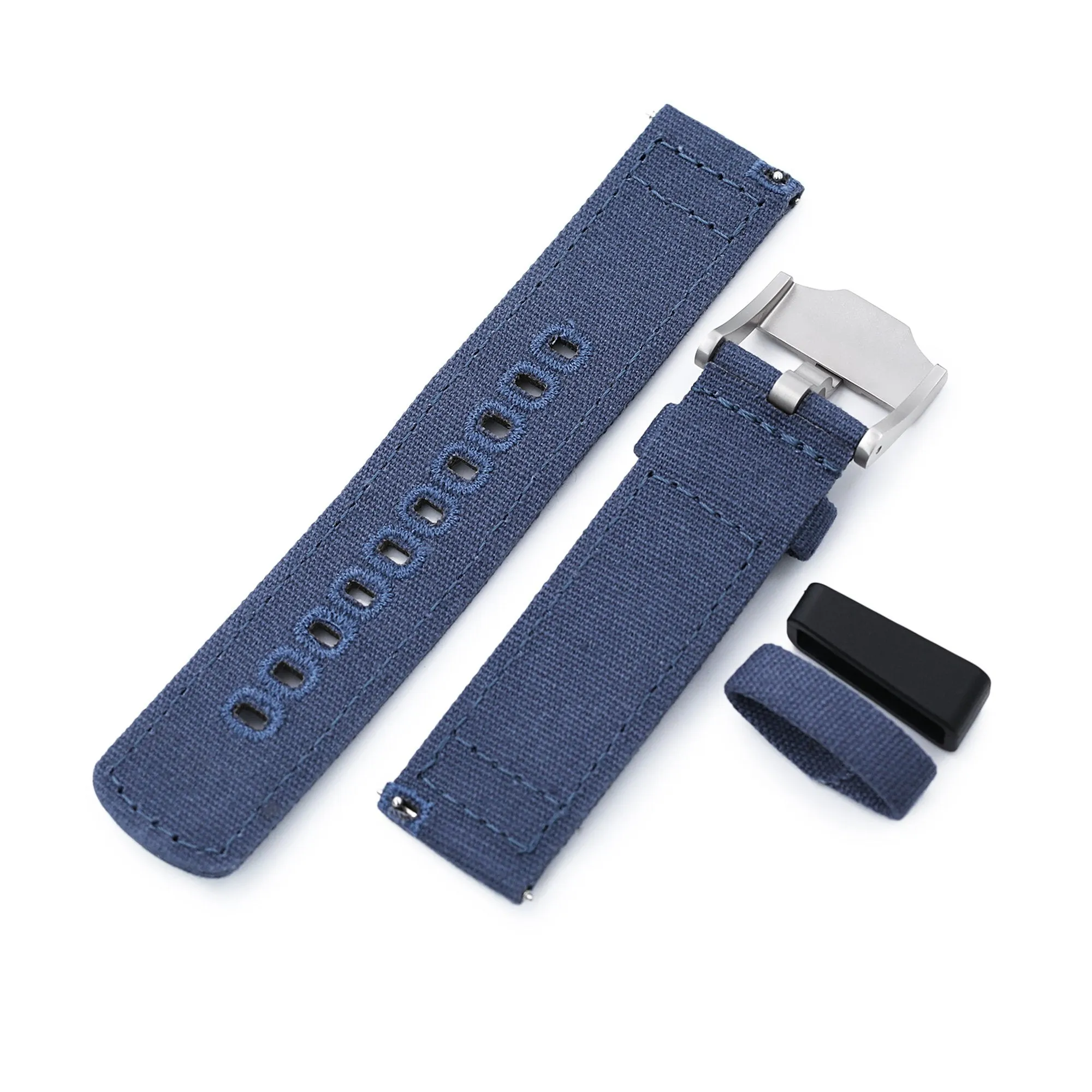 Navy Blue Quick Release Canvas Watch Strap, 22mm or 20mm