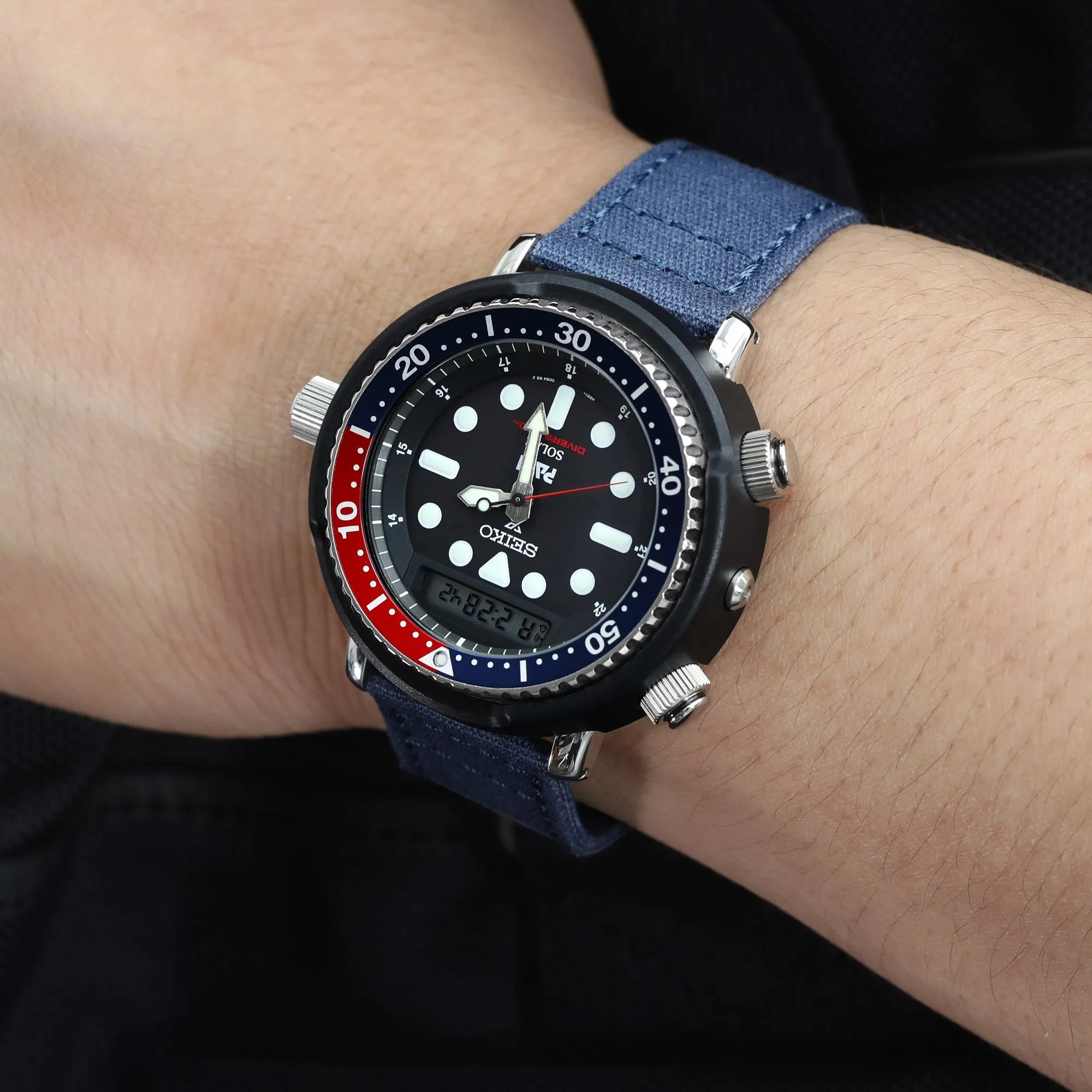 Navy Blue Quick Release Canvas Watch Strap, 22mm or 20mm