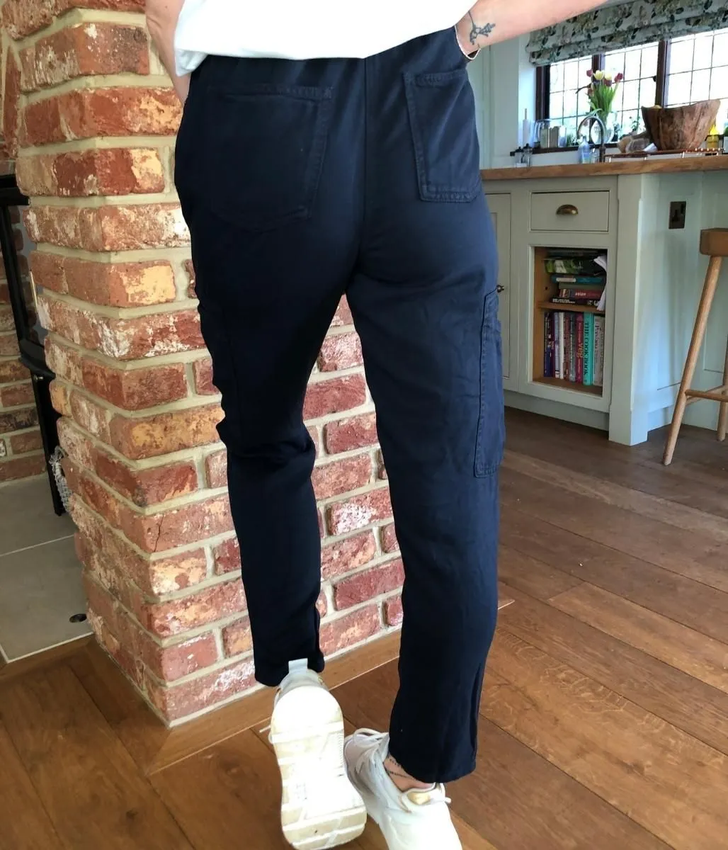 Navy Tapered Cargo Trousers