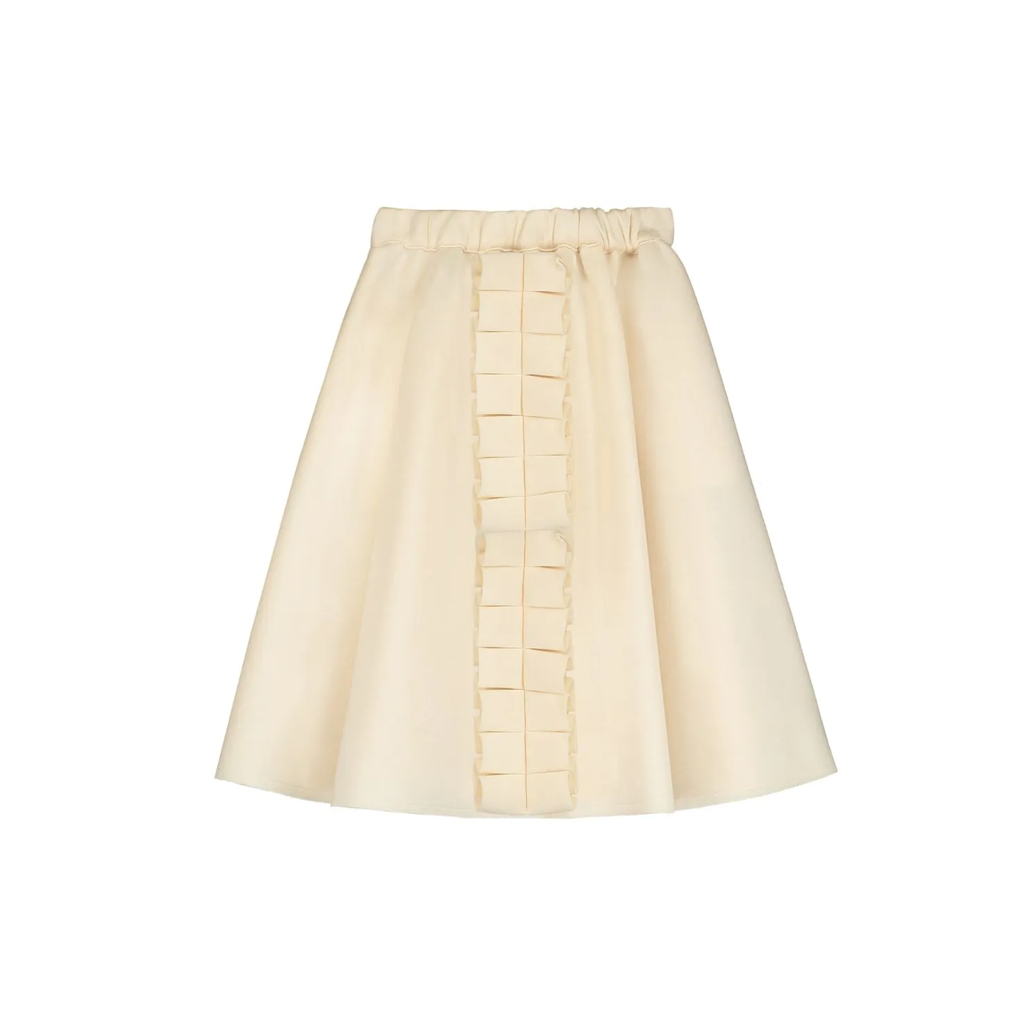 Neoprene Ruffle Circle Skirt-Cream