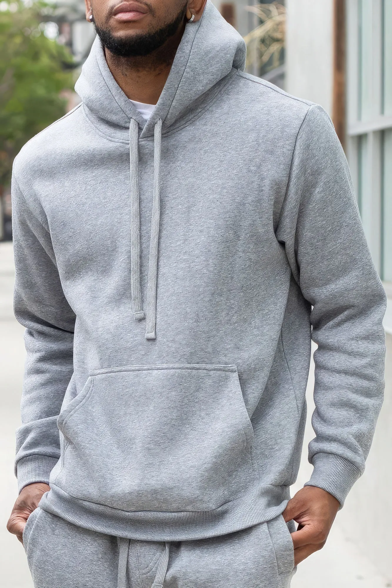 NicholesGifts Men Silver Fleece Pullover Hoodie