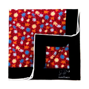 Norwalk Floral Linen Pocket Square, Red / Blue / Yellow