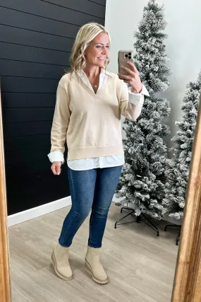 Oatmeal & White Layered Top