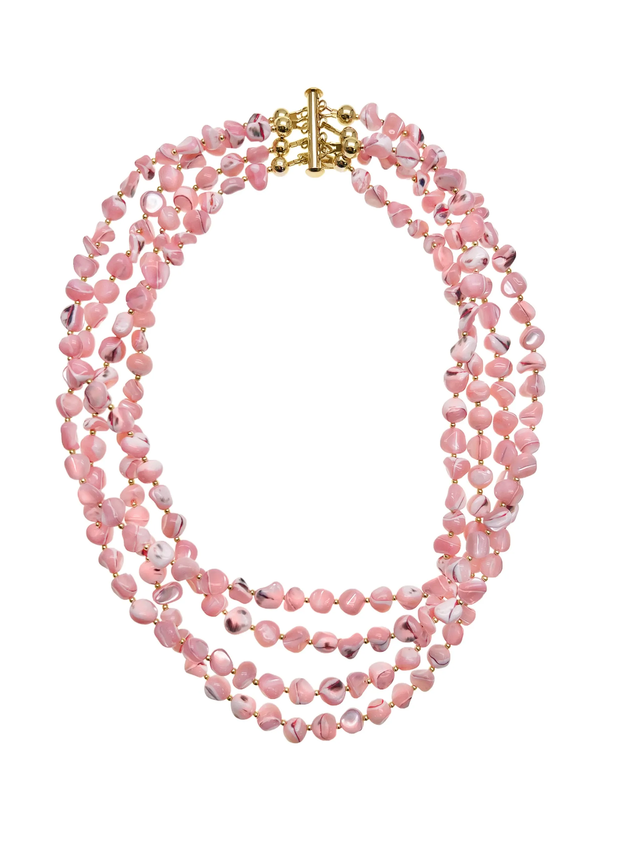 Ocean's Beauty Multi-Layered Pink Shells Necklace LN008