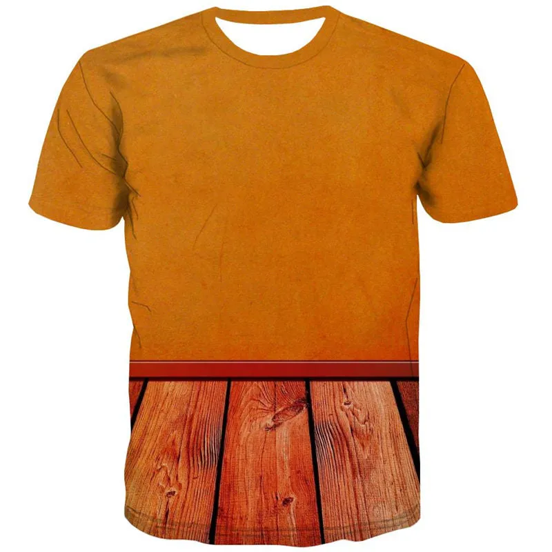 orange floor wind tshirts 4D tshirt special texture Casual men different art costume