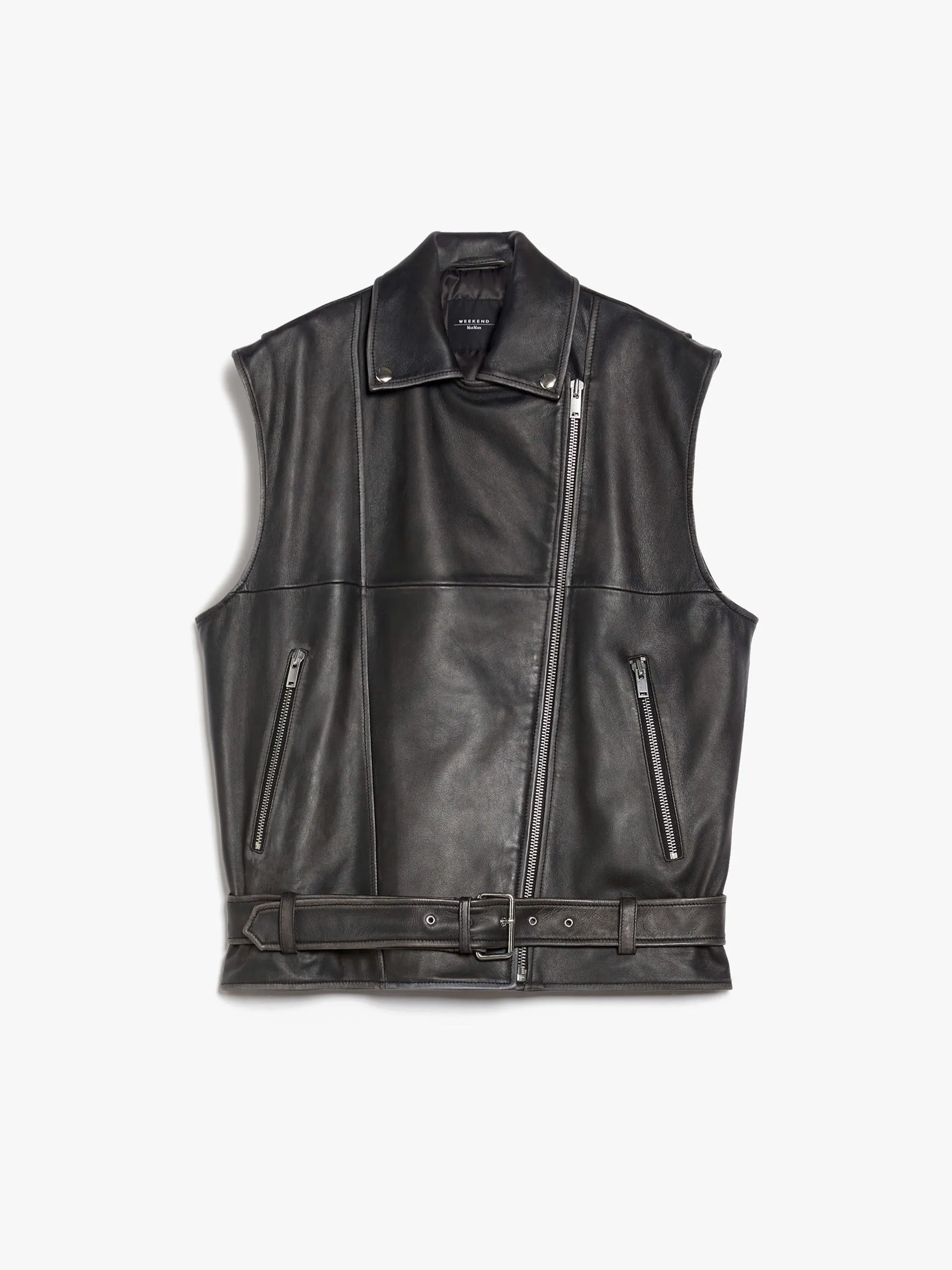 Oversized leather gilet