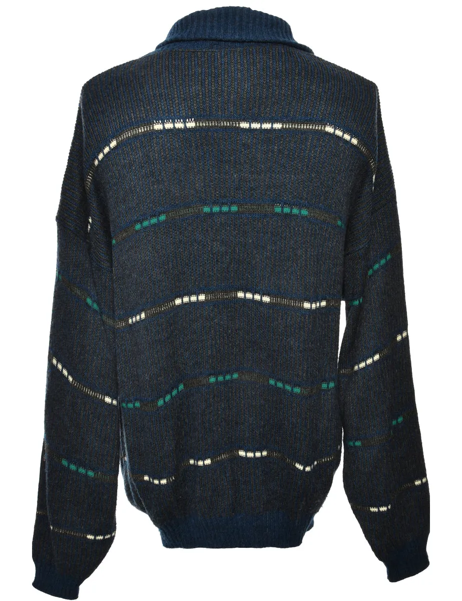 Patterned Navy Jumper - L