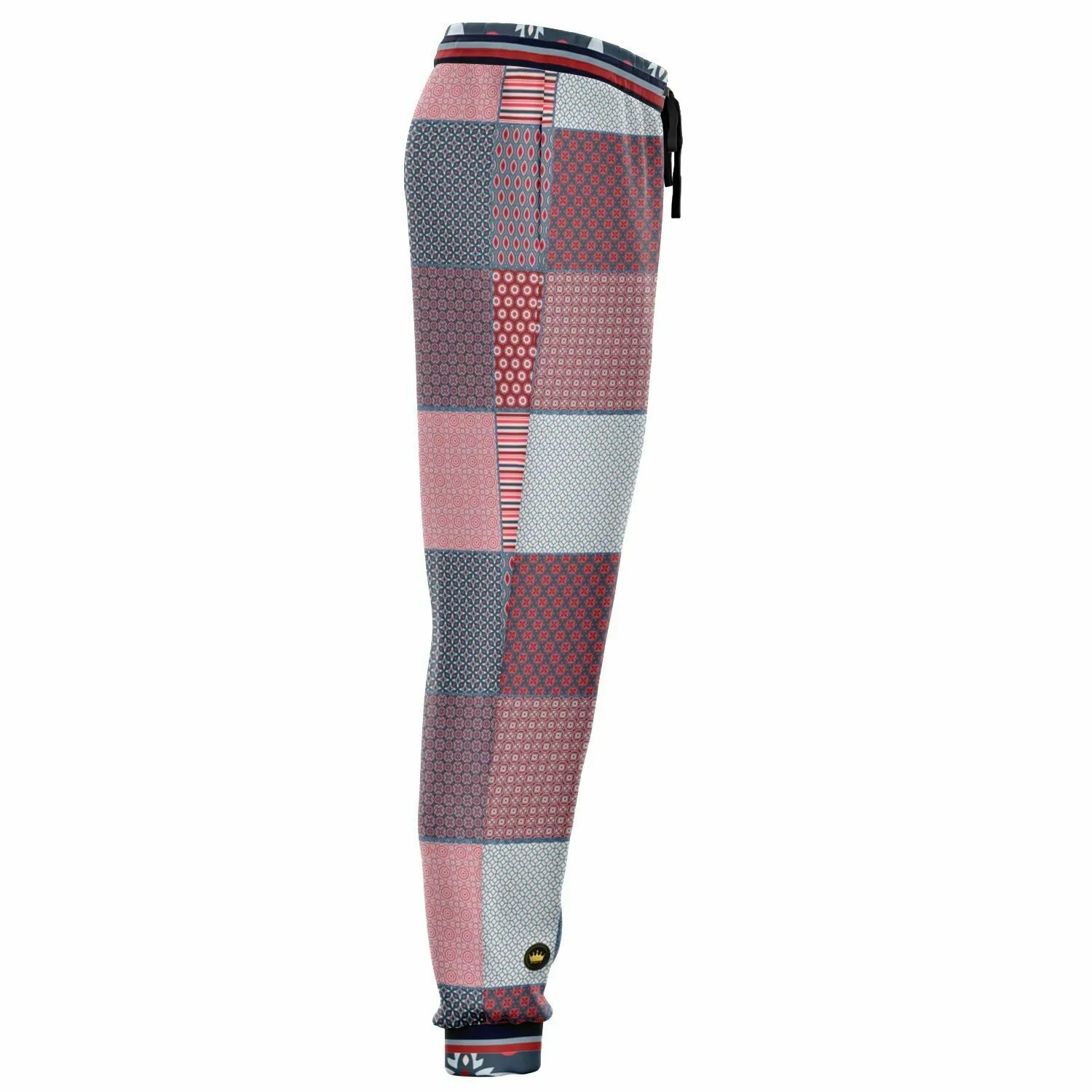 Pink Montauk Geo Denim Patchwork Eco-Poly Unisex Joggers