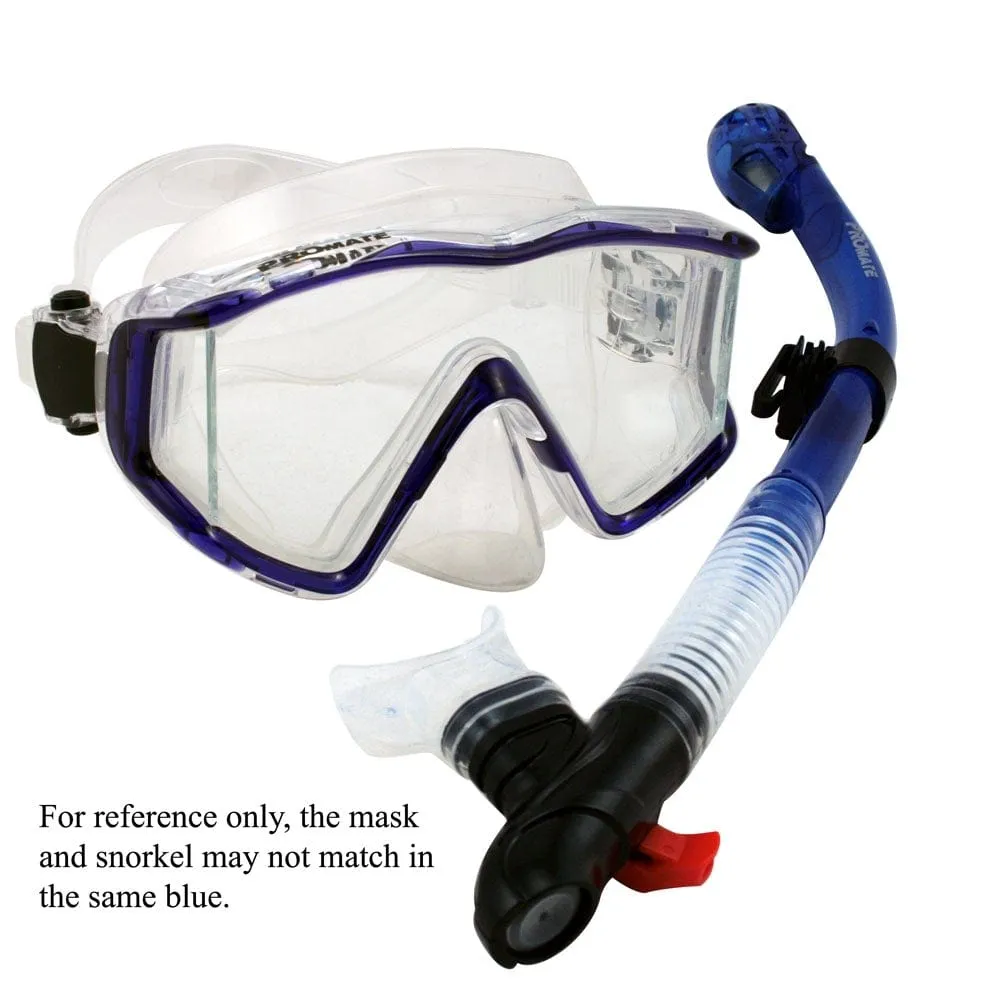 Promate Snorkeling Gear Scuba Dive Panoramic PURGE Mask DRY Snorkel Set - SCS0091