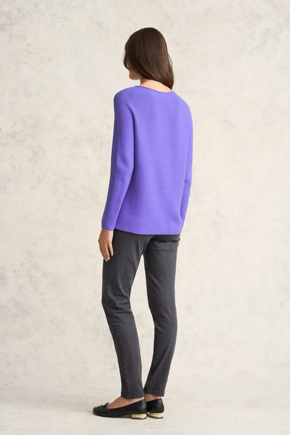 Purl Cotton Jumper - Purple Iris