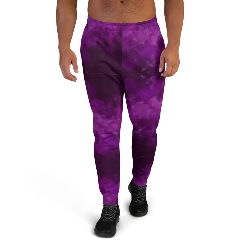 Purple Abstract Men's Joggers, Soft Premium Quality Best Sweatpants For Men-Made in EU