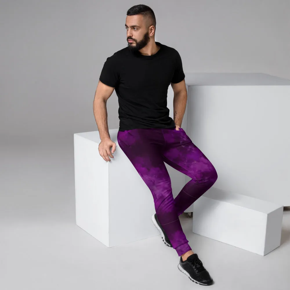 Purple Abstract Men's Joggers, Soft Premium Quality Best Sweatpants For Men-Made in EU