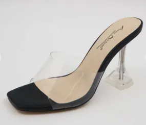 "Courtney" Clear Black Heels