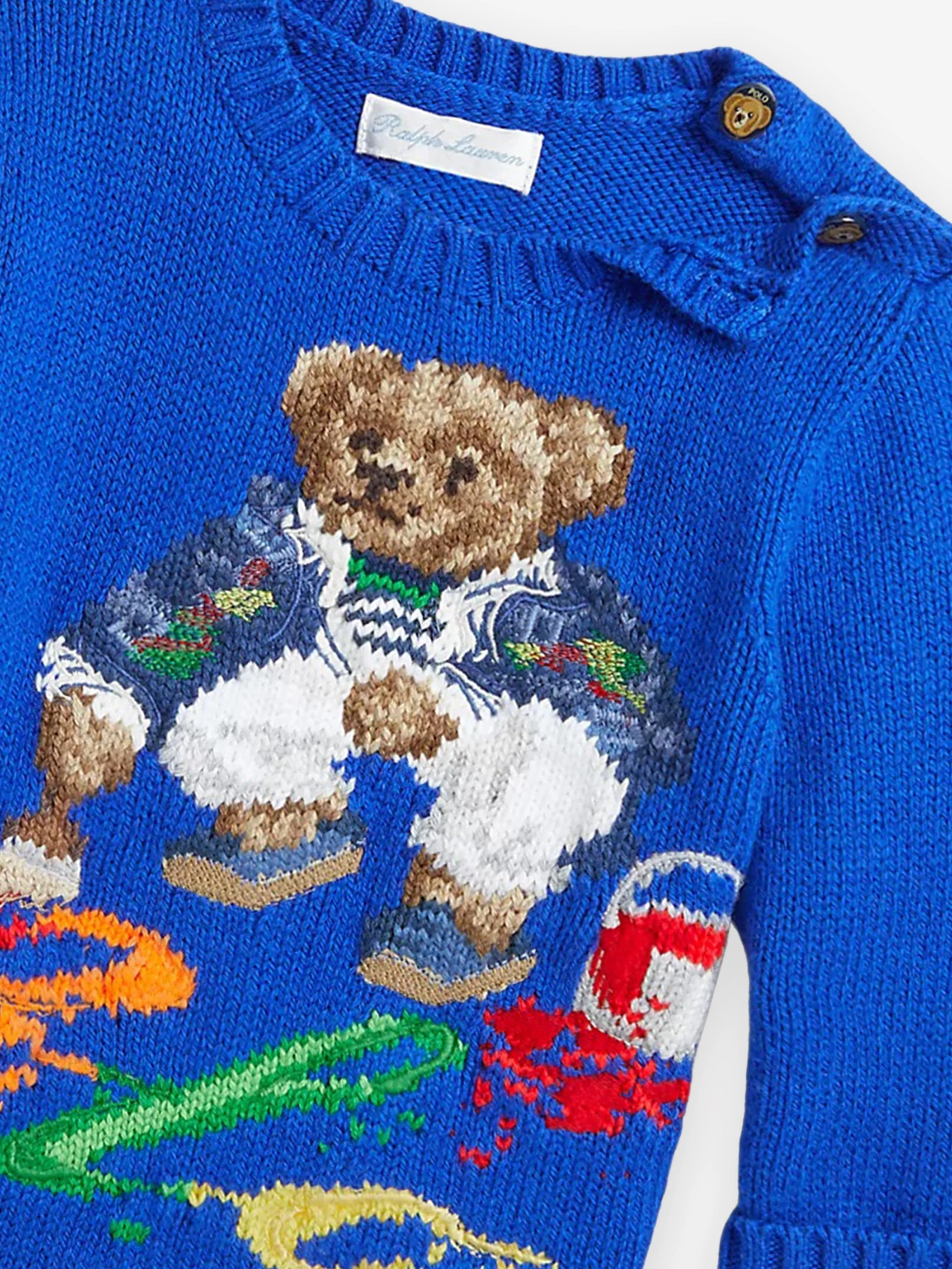 Ralph Lauren Baby Boys Polo Bear Jumper in Blue