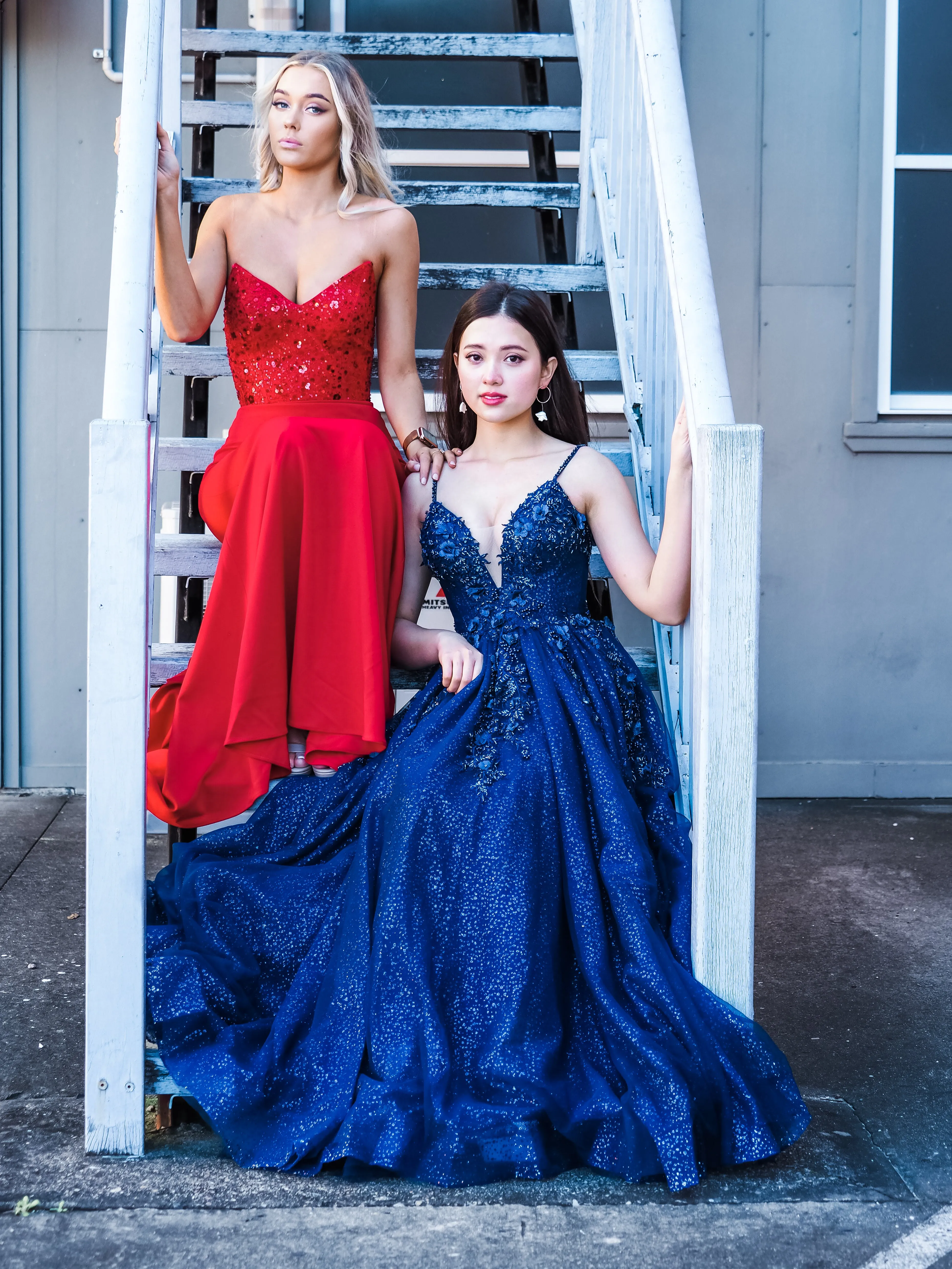 Red beaded lace V neck mermaid dress