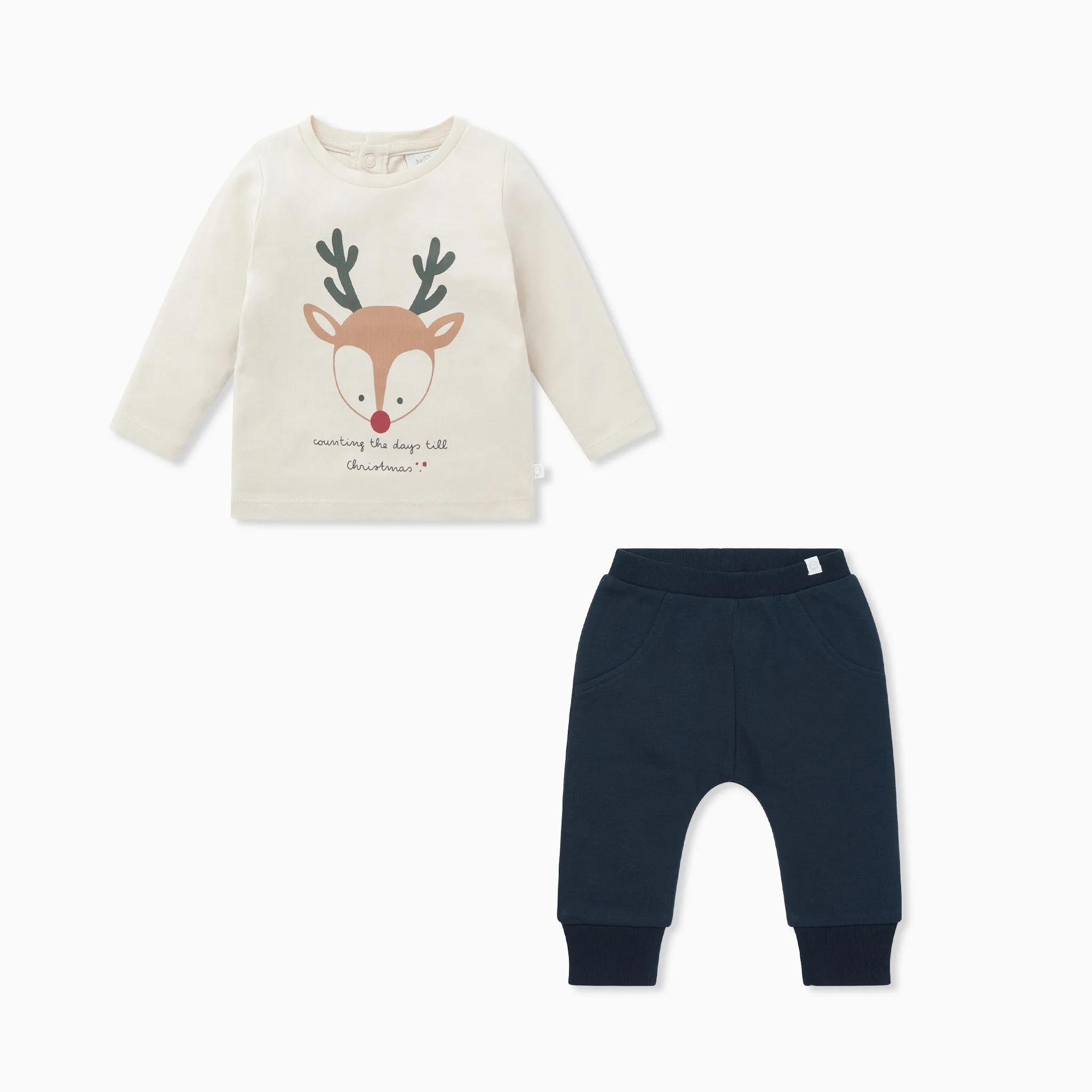 Reindeer Slogan Long Sleeve T-Shirt & Joggers Outfit