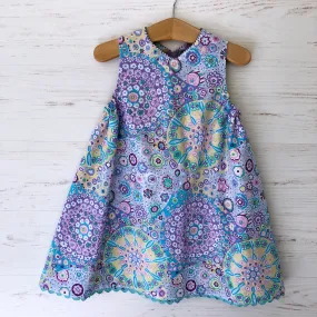 reversible jumper dress in lilac millefiori and lavender morning glory