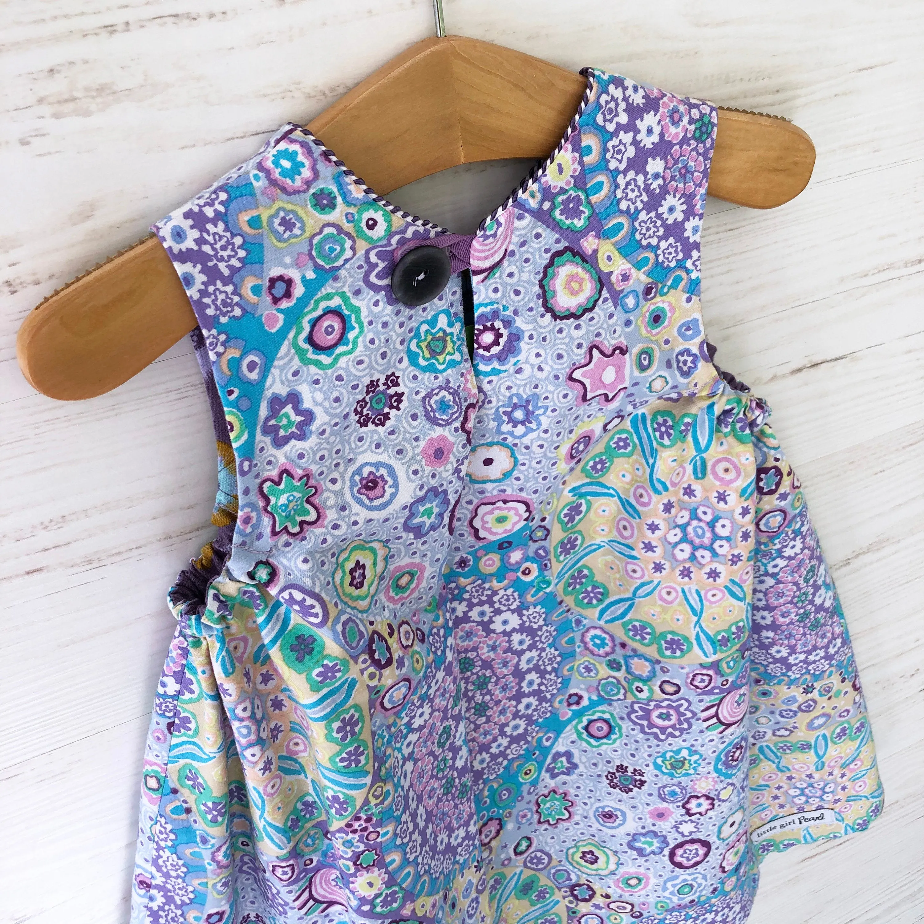 reversible jumper dress in lilac millefiori and lavender morning glory