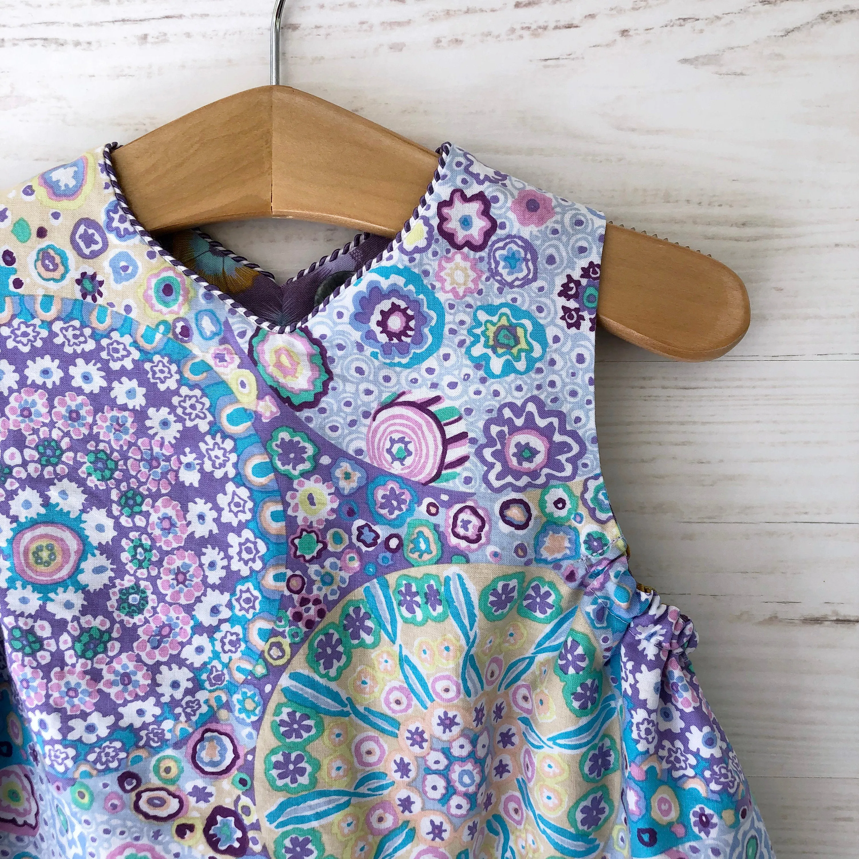 reversible jumper dress in lilac millefiori and lavender morning glory