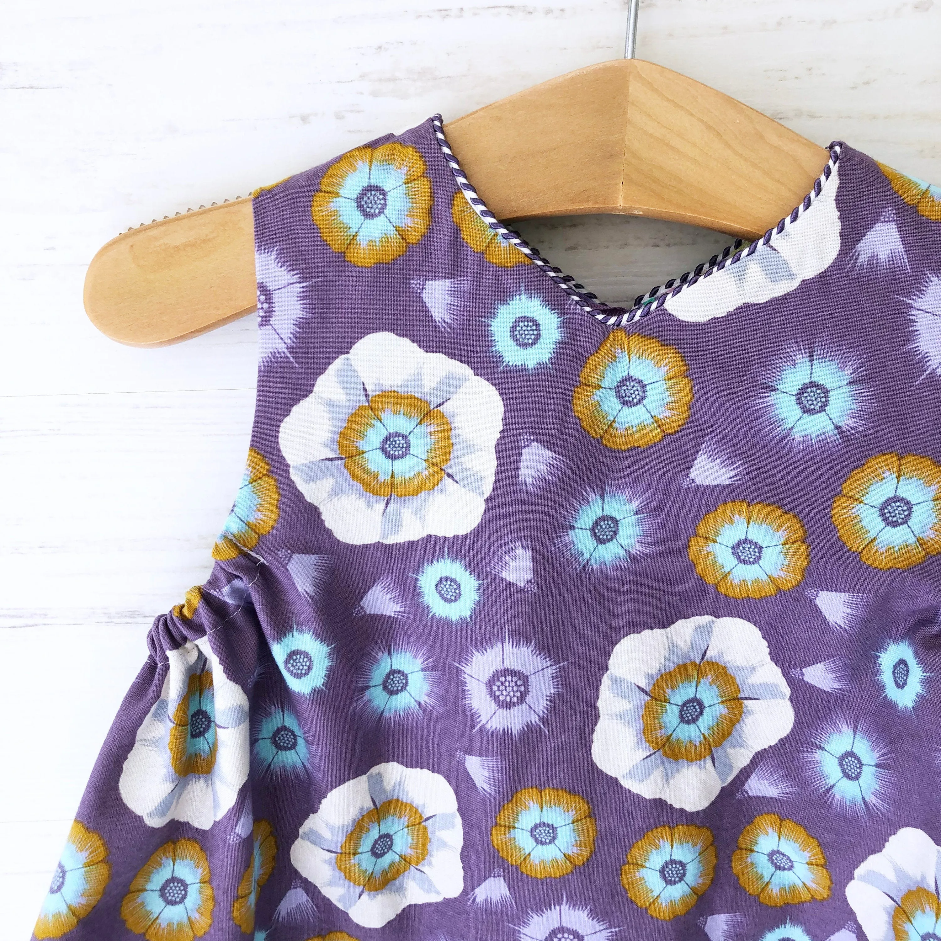 reversible jumper dress in lilac millefiori and lavender morning glory