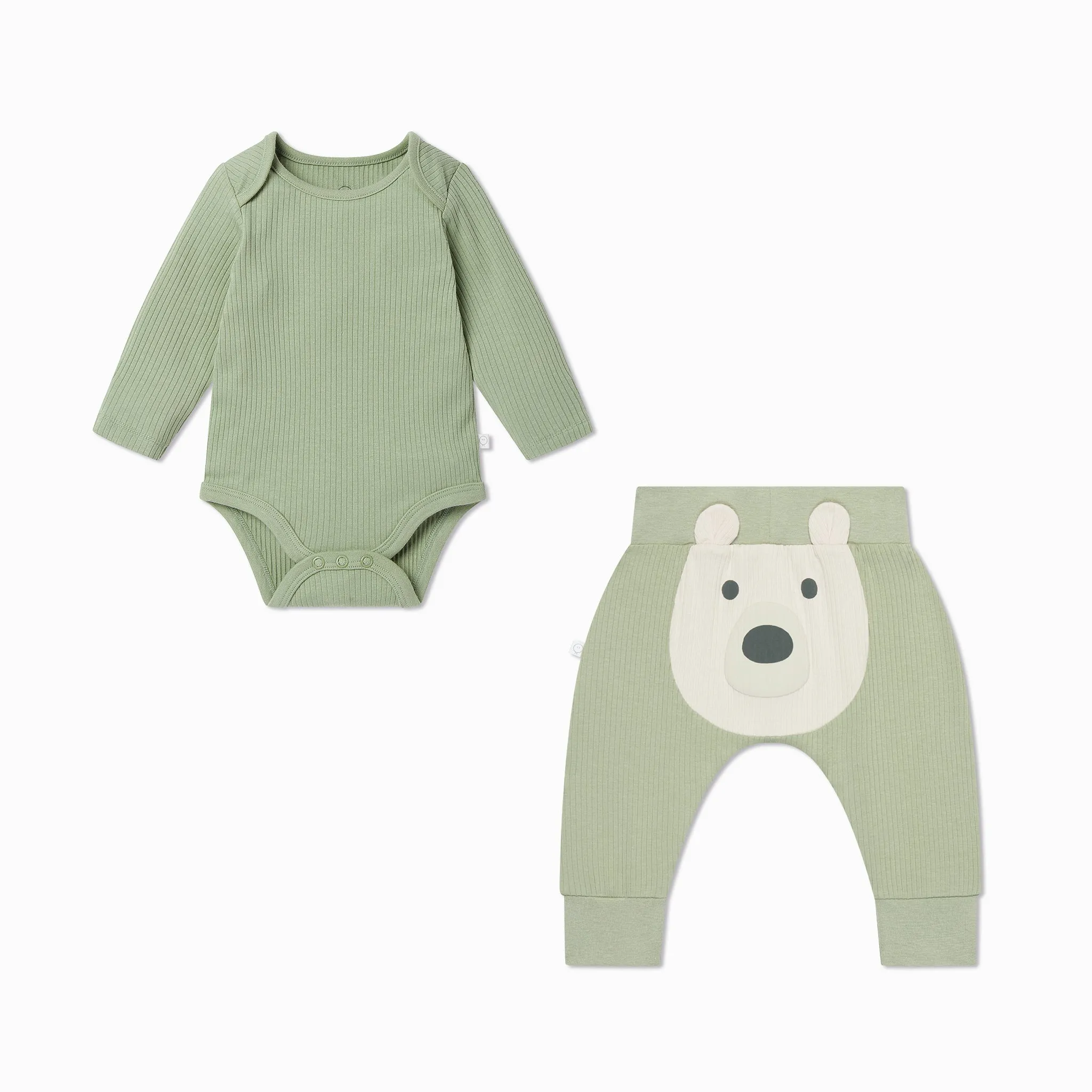 Ribbed Bodysuit & Polar Bear Joggers Outfit