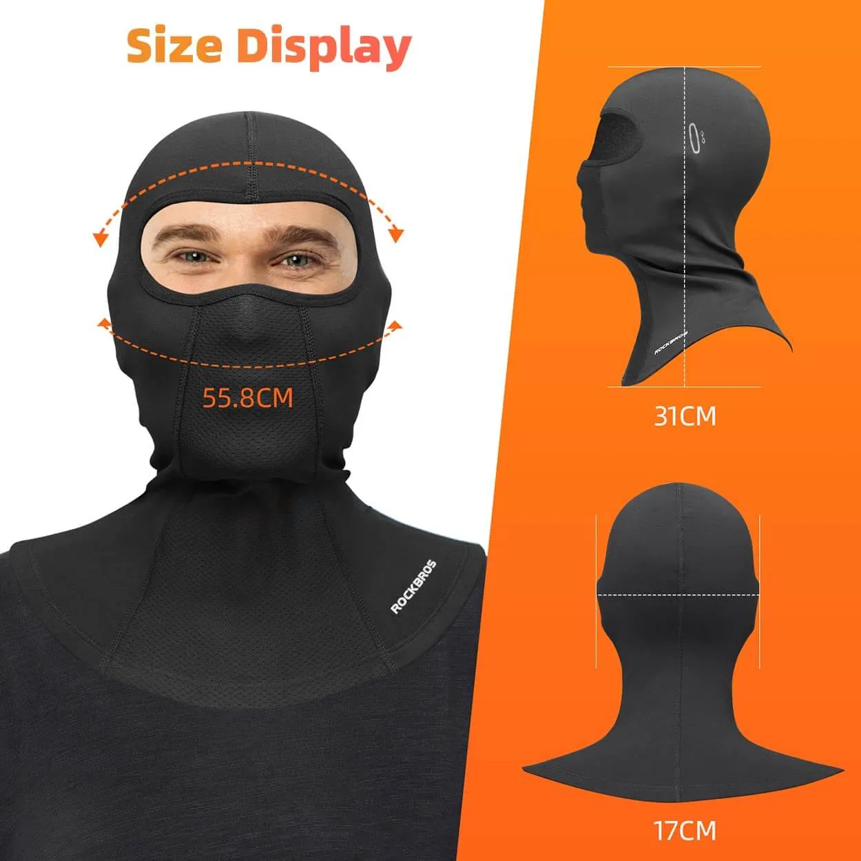 ROCKBROS Winter Balaclavas Windproof Full Face Mask Gaiter with Glasses Holes